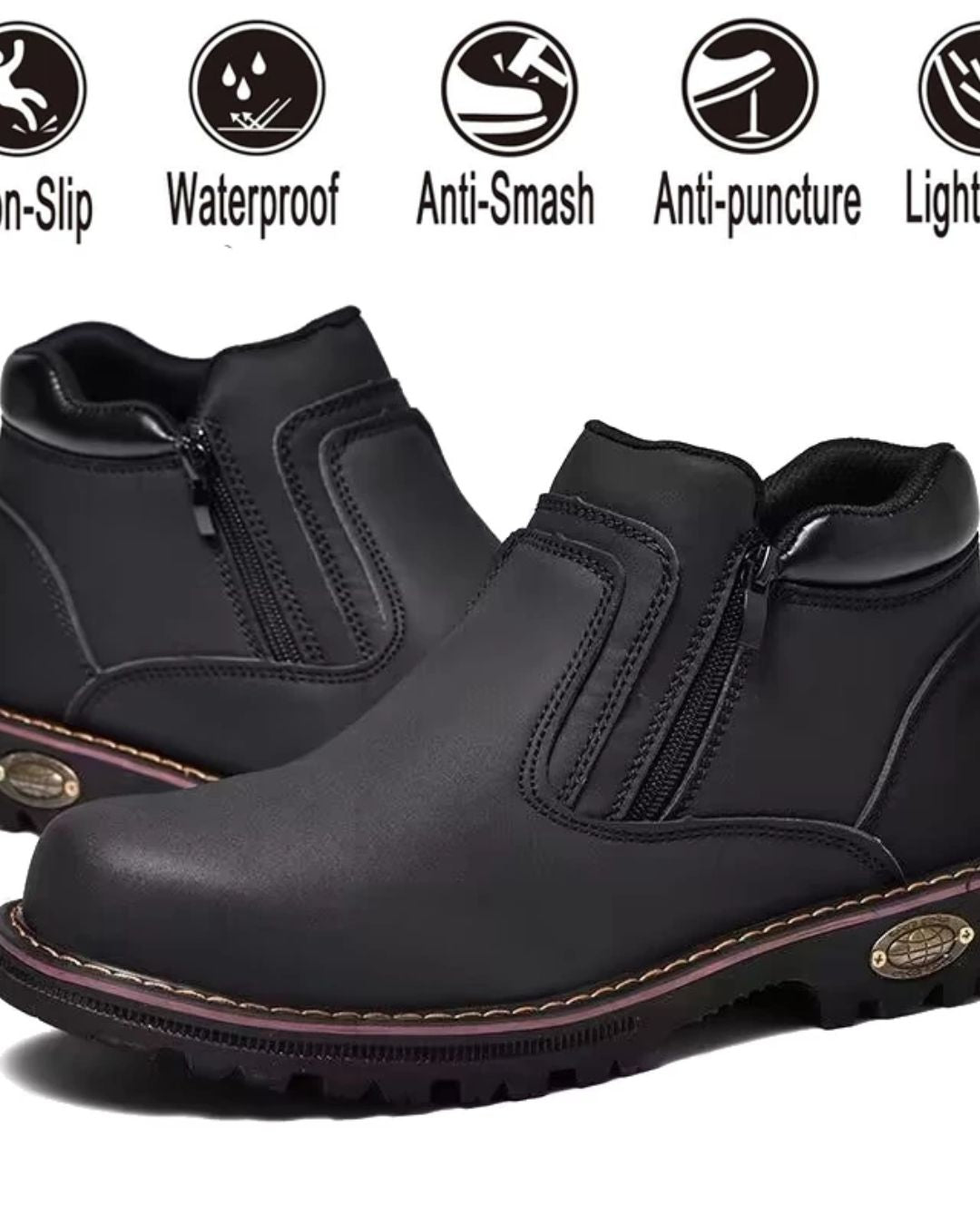 Safety Shoes 1707 Mid Cut Zip Type Safety Boots
