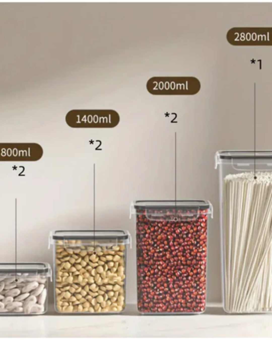 TopMart Basic Tank - Plastic Food Storage Canisters with Flip Top Lids