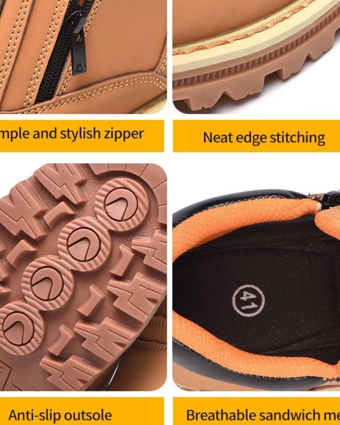 Safety Shoes 1707 Mid Cut Zip Type Safety Boots