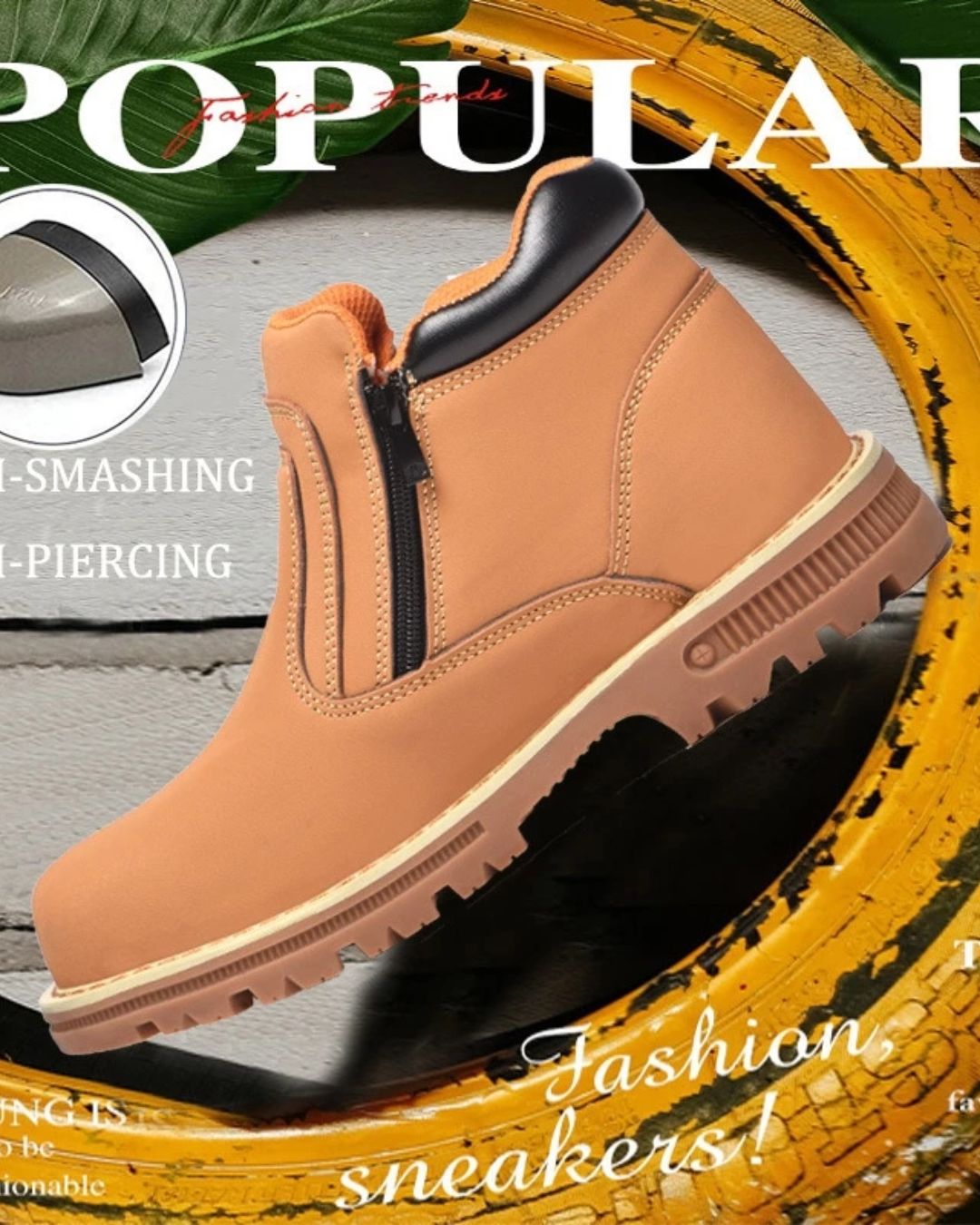 Safety Shoes 1707 Mid Cut Zip Type Safety Boots