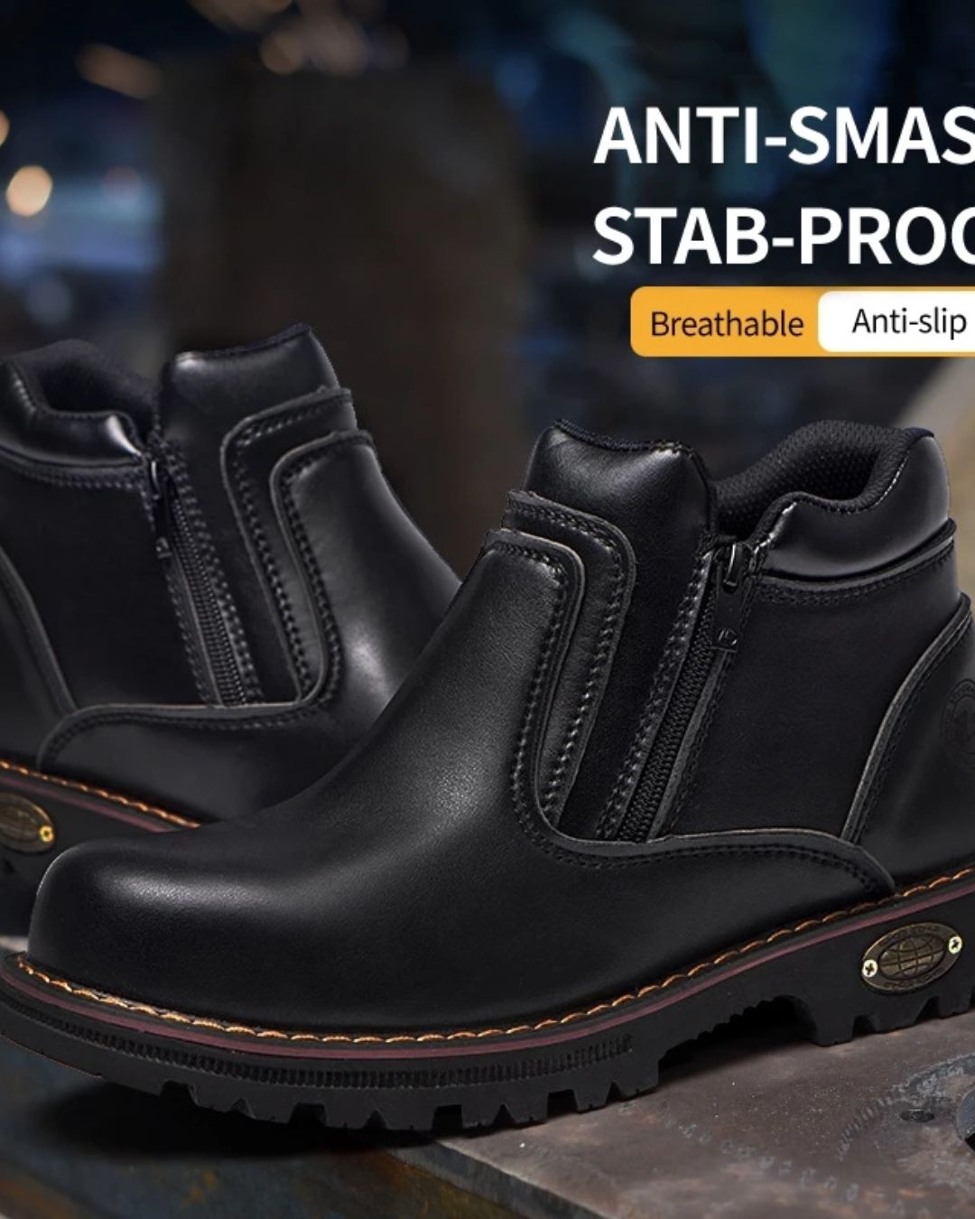 Safety Shoes 1707 Mid Cut Zip Type Safety Boots