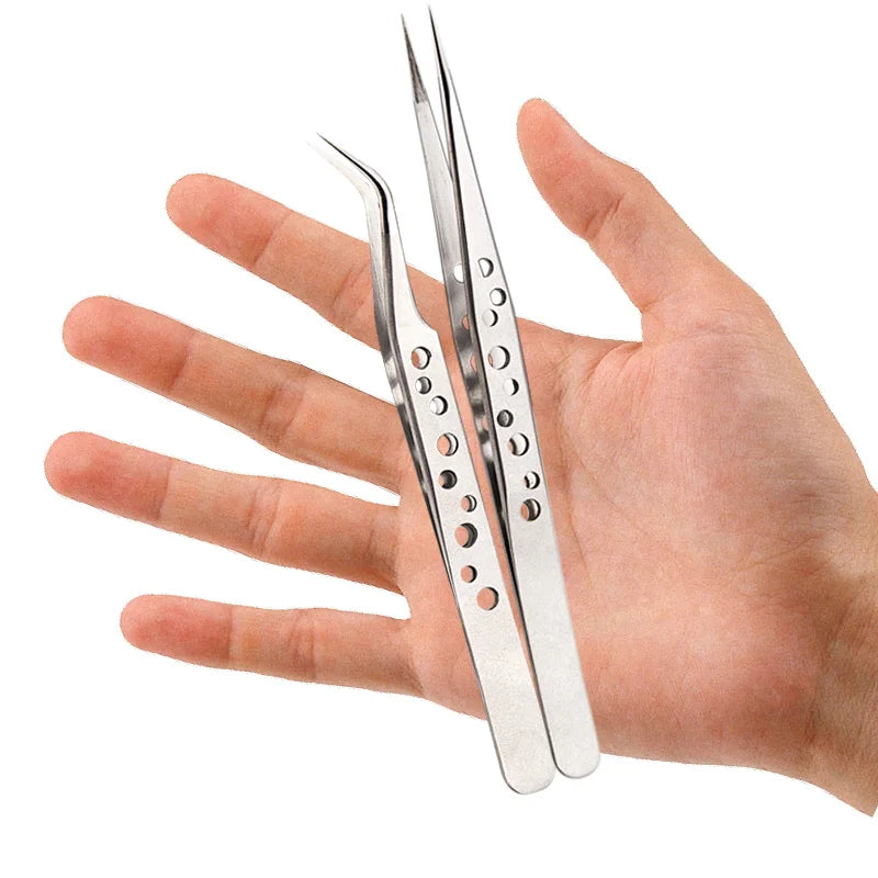 Electronics Industrial Tweezers Precision Anti-static Curved Straight Tip Stainless Forceps Phone Repair Hand Tool