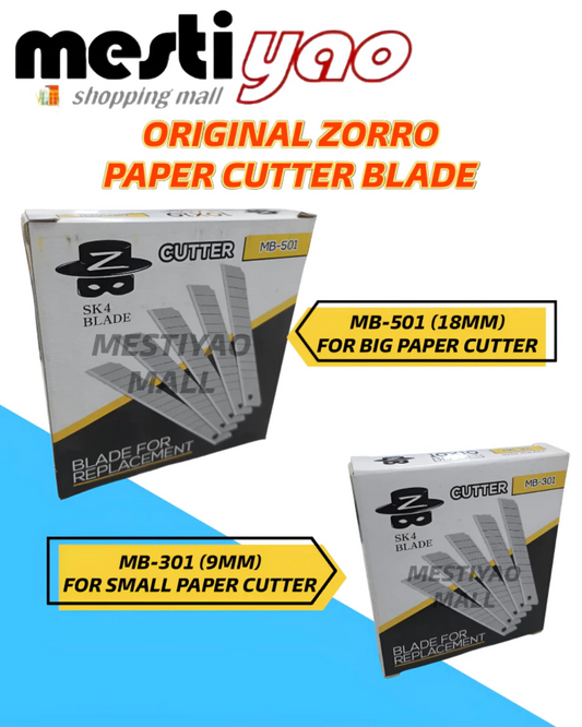 ZORRO 18MM/9MM ORIGINAL KOREA PAPER CUTTER BLADE/MATA PISAU