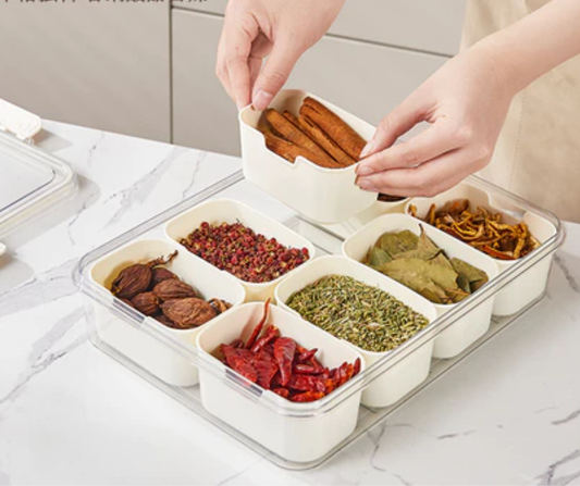 Kitchen Spice Storage Box Household Storage Storage Tank with Lid Food Grade Plastic Octagonal Seasoning Sealed Box