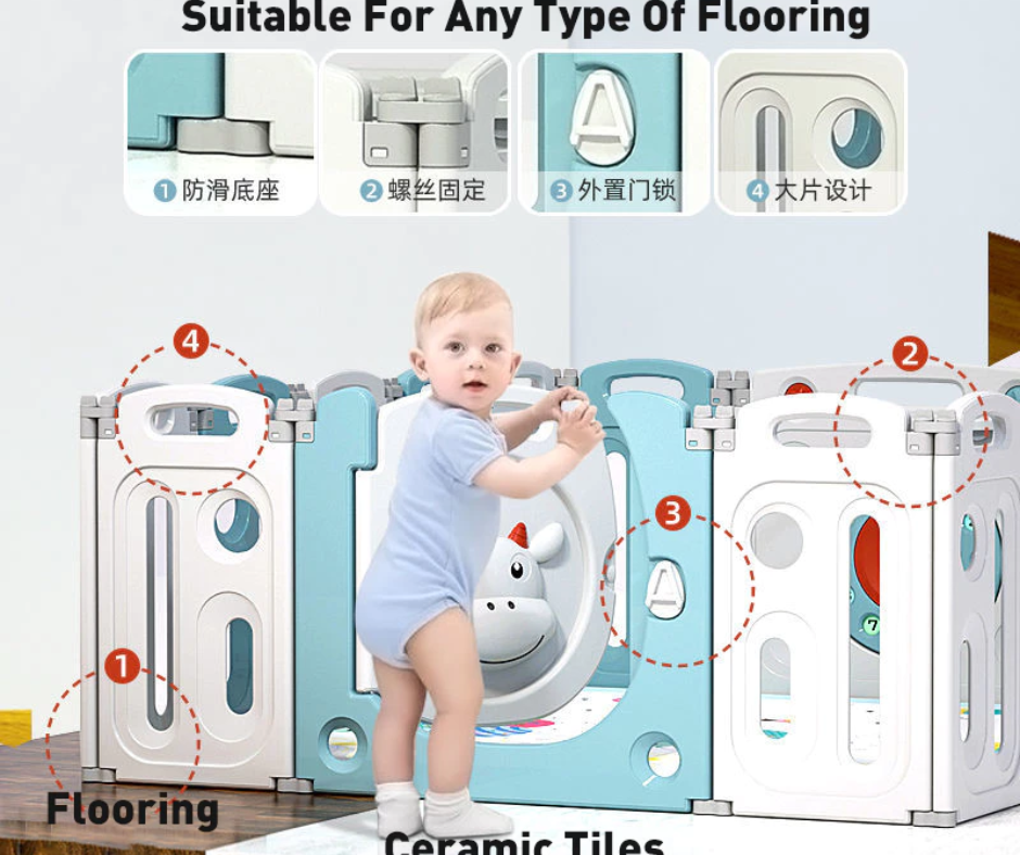 Baby Fence Foldable Gaming Fence Baby Play Yard Baby Safety Fence Pagar Permainan Keselamatan Kanak 折疊圍欄