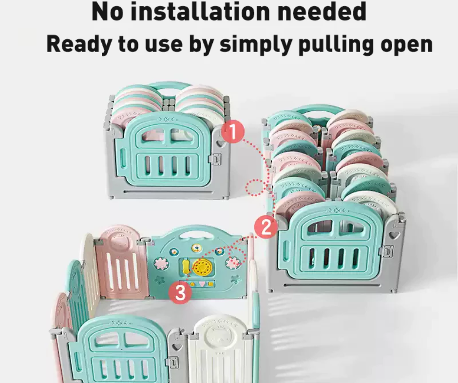 Baby Fence Foldable Gaming Fence Baby Play Yard Baby Safety Fence Pagar Permainan Keselamatan Kanak 折疊圍欄